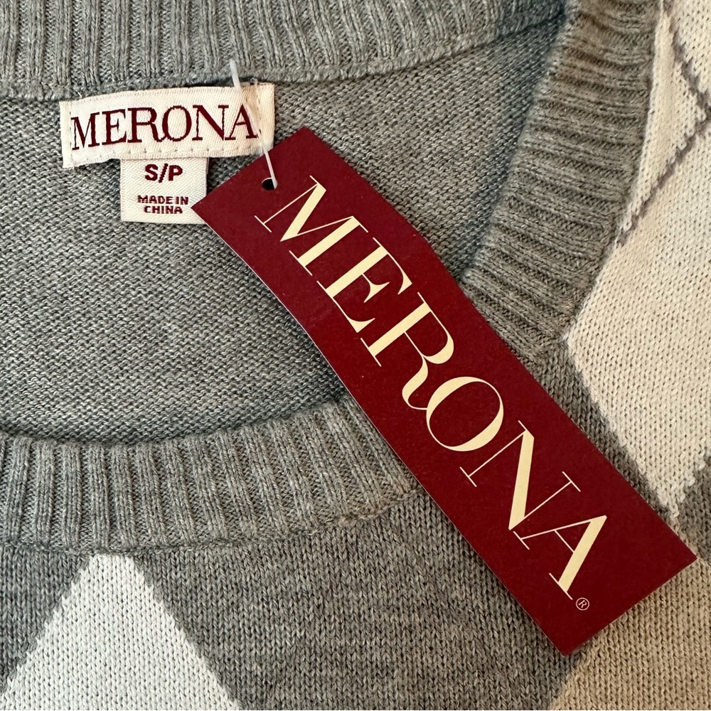 NWT Merona Women’s Gray Argyle Long Sleeve Sweater - Size S - Picture 6 of 10
